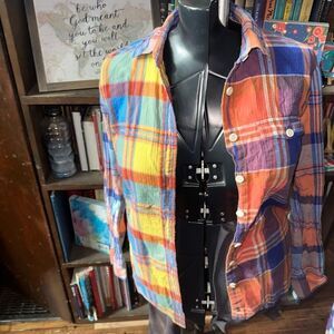 J Crew multi colored boy fit preppy size 4 button down shirt